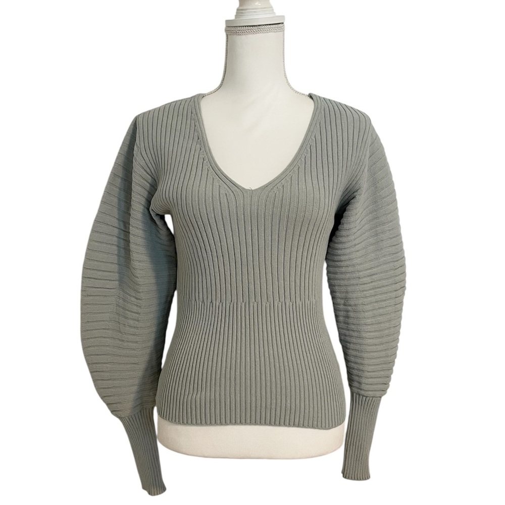 Express Light Green V-Neck Ribbed Stretch Sweater Women’s XS - Picture 10 of 10